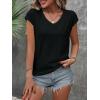 Zeagoo 2025 Women’s Tank Top V Neck Eyelet T Shirts Cap Sleeve Tops Loose Fit Blouses Dressy Casual Summer Basic Shirts(D-black 2)