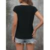 Zeagoo 2025 Women’s Tank Top V Neck Eyelet T Shirts Cap Sleeve Tops Loose Fit Blouses Dressy Casual Summer Basic Shirts(D-black 2)