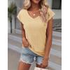 Zeagoo 2025 Women’s Tank Top V Neck Eyelet T Shirts Cap Sleeve Tops Loose Fit Blouses Dressy Casual Summer Basic Shirts(Yellow 1)