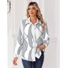 Zeagoo Blouse for Women Dressy Long Sleeve Button Down Shirts Business Casual Outfit Lightweight Solid/Printed Tops(Geometric Grey 611)