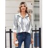 Zeagoo Blouse for Women Dressy Long Sleeve Button Down Shirts Business Casual Outfit Lightweight Solid/Printed Tops(Geometric Grey 611)