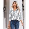 Zeagoo Blouse for Women Dressy Long Sleeve Button Down Shirts Business Casual Outfit Lightweight Solid/Printed Tops(Geometric Grey 611)