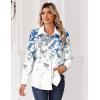 Zeagoo Blouse for Women Dressy Long Sleeve Button Down Shirts Business Casual Outfit Lightweight Solid/Printed Tops(Leaf Blue 181)
