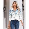 Zeagoo Blouse for Women Dressy Long Sleeve Button Down Shirts Business Casual Outfit Lightweight Solid/Printed Tops(Leaf Blue 181)