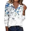 Zeagoo Blouse for Women Dressy Long Sleeve Button Down Shirts Business Casual Outfit Lightweight Solid/Printed Tops(Leaf Blue 181)