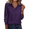 Zeagoo Blouse for Women Dressy Long Sleeve Button Down Shirts Business Casual Outfit Lightweight Solid/Printed Tops(Z Deep Purple)
