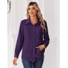 Zeagoo Blouse for Women Dressy Long Sleeve Button Down Shirts Business Casual Outfit Lightweight Solid/Printed Tops(Z Deep Purple)