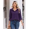 Zeagoo Blouse for Women Dressy Long Sleeve Button Down Shirts Business Casual Outfit Lightweight Solid/Printed Tops(Z Deep Purple)
