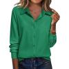 Zeagoo Blouse for Women Dressy Long Sleeve Button Down Shirts Business Casual Outfit Lightweight Solid/Printed Tops(Z Evergreen)