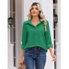 Zeagoo Blouse for Women Dressy Long Sleeve Button Down Shirts Business Casual Outfit Lightweight Solid/Printed Tops(Z Evergreen)