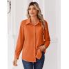 Zeagoo Blouse for Women Dressy Long Sleeve Button Down Shirts Business Casual Outfit Lightweight Solid/Printed Tops(Z Orange)