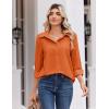 Zeagoo Blouse for Women Dressy Long Sleeve Button Down Shirts Business Casual Outfit Lightweight Solid/Printed Tops(Z Orange)