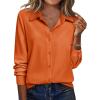 Zeagoo Blouse for Women Dressy Long Sleeve Button Down Shirts Business Casual Outfit Lightweight Solid/Printed Tops(Z Orange)