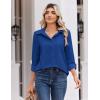 Zeagoo Blouse for Women Dressy Long Sleeve Button Down Shirts Business Casual Outfit Lightweight Solid/Printed Tops(Z Royal Blue)