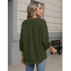 Zeagoo Button Down Shirts for Women 3/4 Sleeve Linen Cotton V Neck Tops Dressy Casual Loose Work Blouses(Army Green)