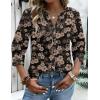 Zeagoo Button Down Shirts for Women 3/4 Sleeve Linen Cotton V Neck Tops Dressy Casual Loose Work Blouses(Black Hawaiian-sf209)