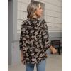 Zeagoo Button Down Shirts for Women 3/4 Sleeve Linen Cotton V Neck Tops Dressy Casual Loose Work Blouses(Black Hawaiian-sf209)