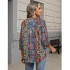 Zeagoo Button Down Shirts for Women 3/4 Sleeve Linen Cotton V Neck Tops Dressy Casual Loose Work Blouses(Boho-mz721)