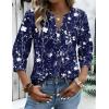 Zeagoo Button Down Shirts for Women 3/4 Sleeve Linen Cotton V Neck Tops Dressy Casual Loose Work Blouses(Nany Flower-sf180)