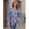 Zeagoo Button Down Shirts for Women 3/4 Sleeve Linen Cotton V Neck Tops Dressy Casual Loose Work Blouses(Nany Leaf-zw522)
