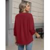 Zeagoo Button Down Shirts for Women 3/4 Sleeve Linen Cotton V Neck Tops Dressy Casual Loose Work Blouses(Red)