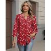 Zeagoo Button Down Shirts for Women 3/4 Sleeve Linen Cotton V Neck Tops Dressy Casual Loose Work Blouses(Red Flower-xh235)