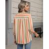 Zeagoo Button Down Shirts for Women 3/4 Sleeve Linen Cotton V Neck Tops Dressy Casual Loose Work Blouses(Stripes-tw720)