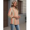 Zeagoo Button Down Shirts for Women 3/4 Sleeve Linen Cotton V Neck Tops Dressy Casual Loose Work Blouses(Stripes-tw720)