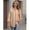 Zeagoo Button Down Shirts for Women 3/4 Sleeve Linen Cotton V Neck Tops Dressy Casual Loose Work Blouses(Stripes-tw720)