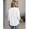 Zeagoo Button Down Shirts for Women 3/4 Sleeve Linen Cotton V Neck Tops Dressy Casual Loose Work Blouses(White)
