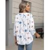 Zeagoo Button Down Shirts for Women 3/4 Sleeve Linen Cotton V Neck Tops Dressy Casual Loose Work Blouses(White Flowers-bf290)