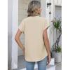 Zeagoo Button Down Shirts for Women Short Sleeve Tops V Neck Collar Blouses Business Casual Outfits S-2XL(Beige)
