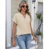 Zeagoo Button Down Shirts for Women Short Sleeve Tops V Neck Collar Blouses Business Casual Outfits S-2XL(Beige)