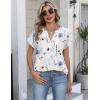 Zeagoo Button Down Shirts for Women Short Sleeve Tops V Neck Collar Blouses Business Casual Outfits S-2XL(Bf290)