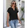 Zeagoo Button Down Shirts for Women Short Sleeve Tops V Neck Collar Blouses Business Casual Outfits S-2XL(Black)