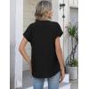 Zeagoo Button Down Shirts for Women Short Sleeve Tops V Neck Collar Blouses Business Casual Outfits S-2XL(Black)