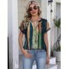 Zeagoo Button Down Shirts for Women Short Sleeve Tops V Neck Collar Blouses Business Casual Outfits S-2XL(Cx289)