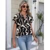 Zeagoo Button Down Shirts for Women Short Sleeve Tops V Neck Collar Blouses Business Casual Outfits S-2XL(Cx312)