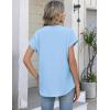 Zeagoo Button Down Shirts for Women Short Sleeve Tops V Neck Collar Blouses Business Casual Outfits S-2XL(Light Blue)