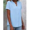 Zeagoo Button Down Shirts for Women Short Sleeve Tops V Neck Collar Blouses Business Casual Outfits S-2XL(Light Blue)
