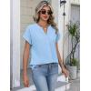 Zeagoo Button Down Shirts for Women Short Sleeve Tops V Neck Collar Blouses Business Casual Outfits S-2XL(Light Blue)