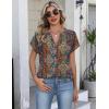 Zeagoo Button Down Shirts for Women Short Sleeve Tops V Neck Collar Blouses Business Casual Outfits S-2XL(Mz721)