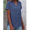 Zeagoo Button Down Shirts for Women Short Sleeve Tops V Neck Collar Blouses Business Casual Outfits S-2XL(Navy Blue)