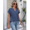 Zeagoo Button Down Shirts for Women Short Sleeve Tops V Neck Collar Blouses Business Casual Outfits S-2XL(Navy Blue)
