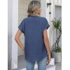 Zeagoo Button Down Shirts for Women Short Sleeve Tops V Neck Collar Blouses Business Casual Outfits S-2XL(Navy Blue)