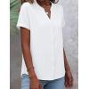 Zeagoo Button Down Shirts for Women Short Sleeve Tops V Neck Collar Blouses Business Casual Outfits S-2XL(White)
