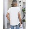 Zeagoo Button Down Shirts for Women Short Sleeve Tops V Neck Collar Blouses Business Casual Outfits S-2XL(White)