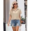 Zeagoo Short Sleeve Button Up Shirts for Women Business Casual Tops Lightweight 2026 Summer Blouses Khaki M