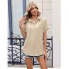 Zeagoo Short Sleeve Button Up Shirts for Women Business Casual Tops Lightweight 2026 Summer Blouses Khaki M