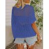 Zeagoo Short Sleeve Crochet Sweater Lightweight Summer Tops Loose Hollow Out Crewneck Pullover(Sky Blue)